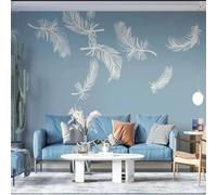 YOZYOOOZ Carta da parati autoadesiva 3D con sfondo blu piuma di lusso nordico, adatta per gli inquilini, adatta per la decorazione artistica della camera da letto e del soggiorno.
