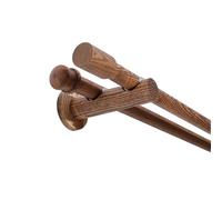 YPAPBHT Asta for Tenda a Doppio Bastone in Legno massello di Frassino Color Noce con Anello telescopico(160cm)