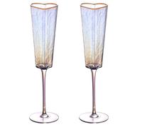YPBEW 1 paio calice in vetro con cuore d ' amore con bordi dorati pratici bicchieri per flauto da champagne eleganti bicchieri con montatura dorata eleganti bicchieri da