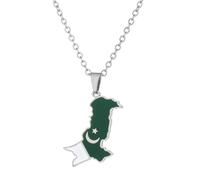 YPBEW Bandiere del Pakistan Ciondolo Collana Alla Moda Mappe Nazionali Collarchains Collarbone Etnica Regolabile Collarbone Catene Regali Coppia Accessori Festival, One Size, come descritto, come