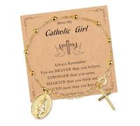 YPBEW Bracciale con perline e croci Maria in robusto metallo per donne e uomini che cercano accessori ispirati alla fede e vestibilità comoda Bracciale con ciondoli e croci della fede cattolica