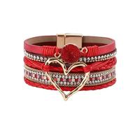 YPBEW Bracciale Multistrato con Cuore d ' Amore Bracciale Intrecciato a Mano Braccialetti in Pelle con Cinturino da Polso Gioielli alla per Donne Accessorio da Polso alla per Ragazze