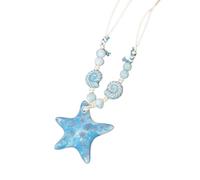 YPBEW collana estiva perline decorata con stelle marine e conchiglie, elegante accessorio per le vacanze per amanti della spiaggia, gioielli da spiaggia stagionali per le donne