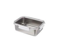 YPBEW Contenitore per alimenti rettangolare in acciaio inox con coperchio, impilabile, rotonda, per uso domestico ed esterno, soluzione di archiviazione per cucina