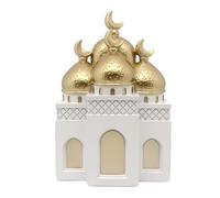 YPBEW Decorazioni per Eid Mubaraks Decorazioni per la casa della moschea Bianca Dorata Ornamento Artigianale per Decorazioni da tavola della moschea in Oro e Bianco