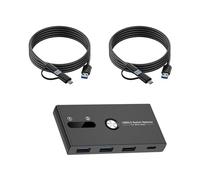 YPBEW Lo switch KVM USB C e USB 3.0 consente lo scambio rapido del dispositivo tra due computer supporta stampanti e altri switch KVM USB