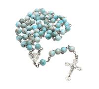 YPBEW Marcature Collana di perline Croci Pendenti Rosario Collana Lunga Catena Gioielli per Preghiera Battesimi Battesimo Donna Collana Religiosa