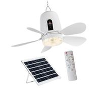 YPBEW Telecomandi Ventilatore Solare Ricaricabile con Ventilatore da Esterno Portatile da 16, 5 Pollici per Gazebo, Tenda da Campeggio, Campeggio Portatile con Pannello Solare
