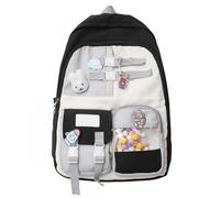 YPBEW Zaino alla moda unisex per studenti e scuole superiori, zaino coreano in nylon colorato di grande capacità, zaino per scuola universitaria, Nero