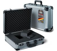 YPC TitanCase XL - Valigetta in alluminio 45 x 35 x 15 cm con schiuma a dado, universale, valigetta per droni, pistola e attrezzi, vuota, con serratura a combinazione, grigio titanio
