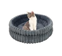 YPDOPORA Cuccia per Gatti da Interno, Cuccia Rotonda Ortopedica Lavabile per Gattini, Cuccia Super Morbida in Pile di Velluto A Coste con Fodera Lavabile Rimovibile E Fondo Antiscivolo,Grigio,S