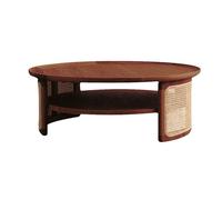 YPDOPORA Tavolino Rotondo A 2 Ripiani, Tavoli Da Pranzo Centrali in Legno, Tavolini Da Caffè Moderni Di Metà Secolo Con Contenitore, Tavolo Centrale Decorativo Per Il Soggiorno,Marrone,100 * 38.8cm