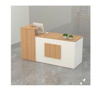 YPIOUREN Bancone Reception For Ufficio, Bancone Reception Con Cassetto Chiudibile A Chiave, Bancone Reception Commerciale, Banco Cassa In Legno, For Negozi Di Abbigliamento(Teak,RIGHT_140CM/55.1IN)