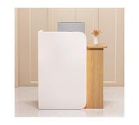 YPIOUREN Bancone Reception Moderno, Con Pannello Curvo For La Privacy E Striscia Luminosa A LED, Bancone Reception For Reception, For Hall, Vendita Al Dettaglio, Ufficio Domestico(White+wood,100cm/39.