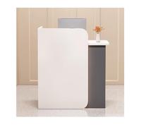 YPIOUREN Bancone Reception Moderno, Con Pannello Curvo For La Privacy E Striscia Luminosa A LED, Bancone Reception For Reception, For Hall, Vendita Al Dettaglio, Ufficio Domestico(White+gray,100cm/39.