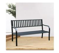 YPIOUREN Panchina da Giardino, Panchine da Esterno Resistenti Alle Intemperie, Robusta Struttura in Metallo in Ghisa, Panca da Esterno Rettangolare Sul Retro(Black 2,Without Cushion)