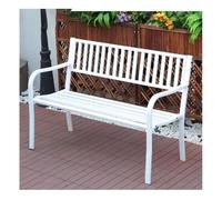 YPIOUREN Panchina da Giardino, Panchine da Esterno Resistenti Alle Intemperie, Robusta Struttura in Metallo in Ghisa, Panca da Esterno Rettangolare Sul Retro(White 2,Without Cushion)