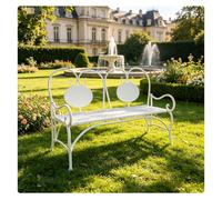 YPIOUREN Panchina da Giardino per 2 Persone - Panchina da Esterno con Schienale E Braccioli, Ideale per Spazi Aperti, Portici, Parchi E Giardini(White)