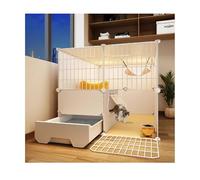 YPIOUREN Recinto for Gatti con Lettiera, Gabbie for Gatti da Interno Grandi, Gabbia for Gatti in Metallo, Gabbia Metallica Rimovibile, Grande Spazio for Esercizi, for 1-2 Gatti(73 * 37 * 107cm)