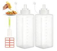 YPLANGENT Bottiglia a Salsa Squeeze 1000ml 2PCS- Distributore di Salsa in Plastica con Etichette e Flacone Dosatore - Bottiglia Pratica per Ketchup, Olio, BBQ e Altri Condimenti