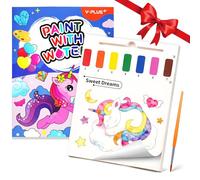 YPLUS - Libro da colorare con acquerelli, per bambini, libro per pittura ad acquerello, per bambini di età compresa tra 1-3 e 2-4, libro magico per disegnare, da regalare, motivo: unicorno