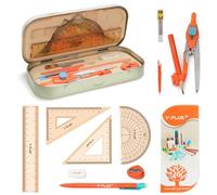 YPLUS Set Geometria per Studenti, Compasso Goniometro Matematica con Righelli, Scatola di Kit Goniometro per Materiale Scolastico e Scolastico, 12 Pezzi