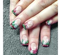 YPREWY 24 unghie natalizie adesive natalizie, copertura completa, lucide, unghie artificiali a pressione per manicure per donne e ragazze