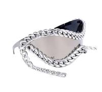 YPREWY Alla moda catena di metallo telaio donne occhiali da sole anni 2000 tutti corrispondenti cool occhiali da sole UV400 lenti occhiali punk occhiali, Catena in argento massiccio