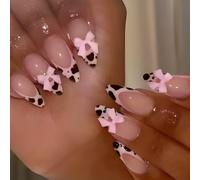 YPREWY Archi 3D Full Covers Stick on Nails French Tip Press On Nails Mandorla Unghie artificiali Unghie finte con disegni leopardi