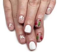 YPREWY Belle coperture complete adesive per unghie natalizie a pressione, unghie artificiali con disegni di albero di Natale