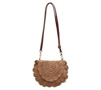 YPREWY Borsa a tracolla da donna all'uncinetto, realizzata a mano, in paglia intrecciata, da spiaggia, borsa a tracolla per estati, pochette in paglia per le donne, cachi, One Size