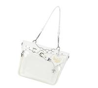 YPREWY Borsa da dolore trasparente alla moda con ampio spazio ed elegante borsa a tracolla in PU con catena a cuore per gite quotidiane ed eventi a tracolla a catena a forma di cuore, bianco, One Size