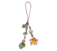 YPREWY Elegante catena per telefono carinità cordino per telefono a forma di cuore pendente appeso con Plumeria e nappe struttura in lega per donna, Poliestere