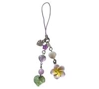 YPREWY Elegante catena per telefono carinità cordino per telefono a forma di cuore pendente appeso con Plumeria e nappe struttura in lega per donna, Poliestere