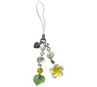 YPREWY Elegante catena per telefono carinità cordino per telefono a forma di cuore pendente appeso con Plumeria e nappe struttura in lega per donna, Poliestere
