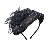 YPREWY Fascia per capelli in pizzo con teschio alto, stile francese, mezza cappellina, elegante, per coprire i capelli, ornamento formale per capelli