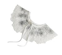 YPREWY Floreale Increspato Scialle Collare Elegante Dolce Falso Staccabile Increspato Bianco Ricamato Fiore Facile Indossare, B, Taglia unica