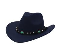 YPREWY Homburg Fedoras con fascia etnica unica Fedoras cappello classico porkpie cappello per ragazzo uomo festa a tema campeggio cappelli da cowboy, blu navy, Taglia unica