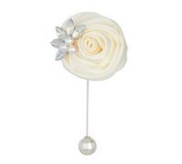 YPREWY Natura Corpetto di usura quotidiana Fiore Pin Elegante Artificiale Pianta Risvolto Per Matrimoni Proms Ed Evento Corpetto Degli Uomini Alla Moda, bianco latte, E