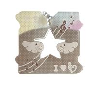 YPREWY Portachiavi creativo a forma di stella con note musicali, struttura acrilica, adatto per gli amanti della musica e gli appassionati di cartoni animati, regalo multifunzionale per carte di