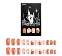 YPREWY Unghie artificiali autunnali del Ringraziamento 24 pezzi coperture complete stick on unghie quadrate Halloween premere sulle unghie per feste