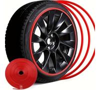YPSQQHD Anello di Protezione per Ruote Auto, Compatibile per Alfa Romeo Mito Giulietta 4C, Striscia Decorativa per Pneumatici, Adesivi per Cerchi (8 M),Red