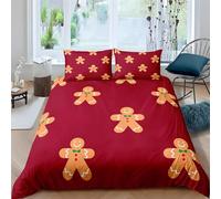 Ypthriline Copripiumino 200x200 cm Omino di pan di zenzero Sacco Piumone Microfibra Natale con Chiusura a Cerniera con 2 Federe 50x80 cm