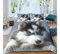 Ypthriline Copripiumino una Piazza e Mezza 250x200 cm Husky Sacco Piumone Microfibra Grigio con Chiusura a Cerniera con 2 Federe 50x80 cm