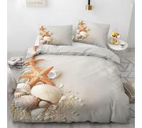 Ypthriline Copripiumino una Piazza e Mezza 250x200 cm Stella marina Sacco Piumone Microfibra Grigio Chiaro con Chiusura a Cerniera con 2 Federe 50x80 cm