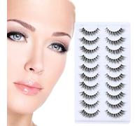YPYMO 10 Paia Mezze Ciglia Finte, Half Lashes Cat Eye, Finte Naturali Fake Eyelashes Riutilizzabile(H15)