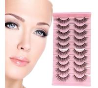 YPYMO 10 Paia Mezze Ciglia Finte, Half Lashes Cat Eye, Finte Naturali Fake Eyelashes Riutilizzabile(H16)