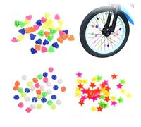 YPYMOD 108 Pezzi Perline per Decorazione dei Raggi di Bicicletta, Perline Colorate per Bicicletta per Bambini Adulti, Sfera Luminosa Scorrevole, Stella Fissa, Cuore Fisso