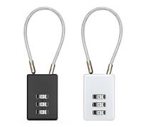 YPYMOD 2 Pezzi Lucchetto Combinazione Viaggio 3 Cifre, Flessibile Con Cavo Acciaio Per Armadietto, Palestra - Nero 1 Pezzo, Argento 1 Pezzo