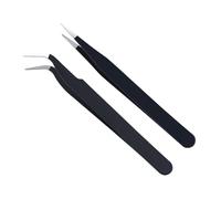 YPYMOD 2 Pezzi Pinzetta, Pinzetta Extension Ciglia, Pinzette Diritto e Curvo Tip Pinza, per Estensioni Ciglia, DIY (Nero)